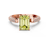 Rose gold Fancy Yellow Emerald  Solitaire Pavé Diamond Engagement Ring with Four-Prong Setting_157