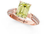 Rose gold Fancy Yellow Emerald  Solitaire Pavé Diamond Engagement Ring with Four-Prong Setting_158