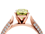 Rose gold Fancy Yellow Emerald  Solitaire Pavé Diamond Engagement Ring with Four-Prong Setting_161