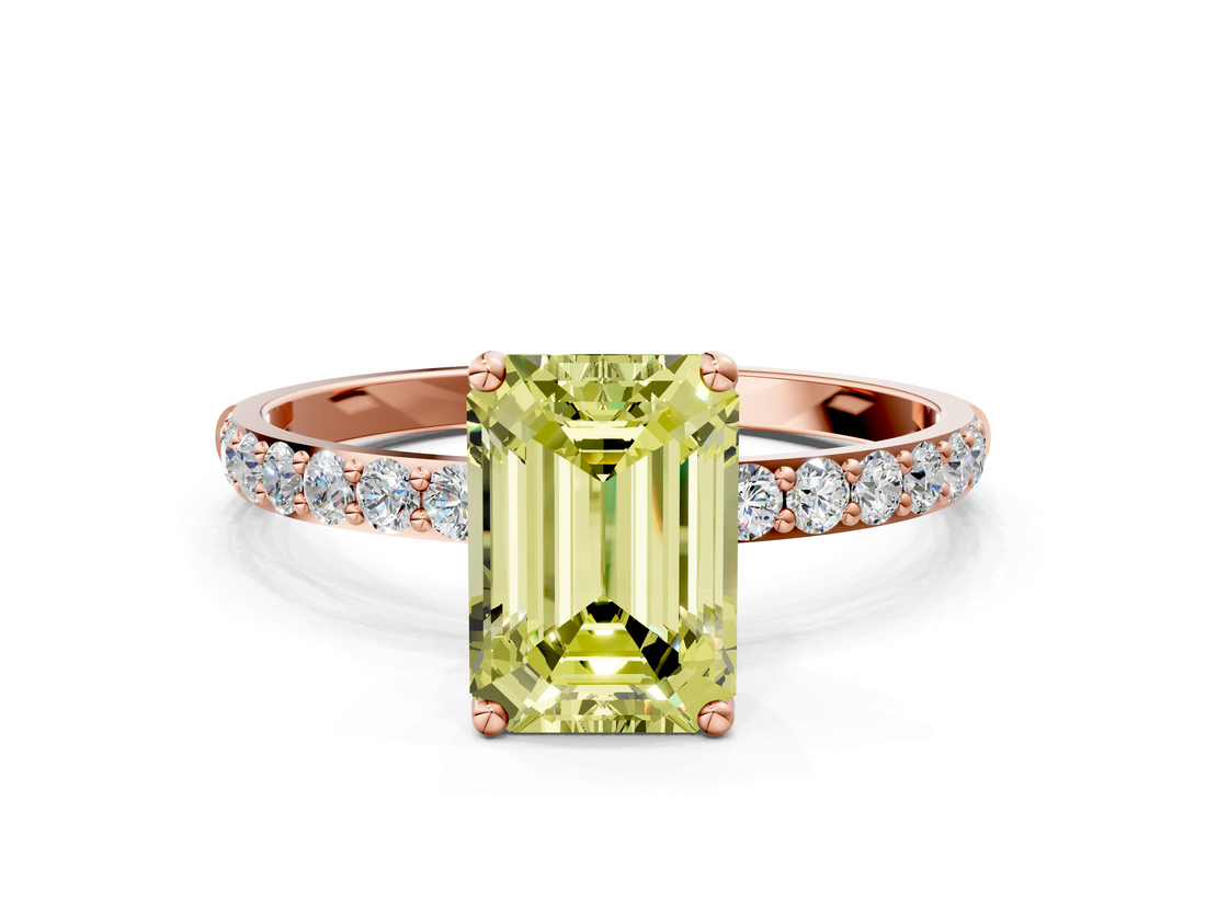 Rose gold Fancy Yellow Emerald  Solitaire Pavé Diamond Engagement Ring with Four-Prong Setting_39