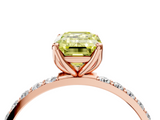 Rose gold Fancy Yellow Emerald  Solitaire Pavé Diamond Engagement Ring with Four-Prong Setting_43