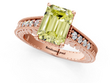 Rose gold Fancy Yellow Emerald  Solitaire Pavé Diamond Milgrain Engagement Ring with Four-Prong Setting_4