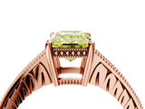 Rose gold Fancy Yellow Emerald  Solitaire Pavé Diamond Milgrain Engagement Ring with Four-Prong Setting_7