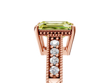 Rose gold Fancy Yellow Emerald  Solitaire Pavé Diamond Milgrain Engagement Ring with Four-Prong Setting_8