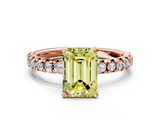 Rose gold Fancy Yellow Emerald  Solitaire Pave Diamond Engagement Ring with Four-Prong Setting_324