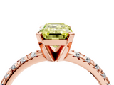 Rose gold Fancy Yellow Emerald  Solitaire Pave Diamond Engagement Ring with Four-Prong Setting_328