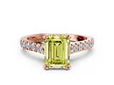 Rose gold Fancy Yellow Emerald  Solitaire Pave Diamond Engagement Ring with Prong Setting_20