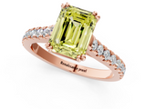 Rose gold Fancy Yellow Emerald  Solitaire Pave Diamond Engagement Ring with Prong Setting_21