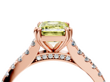 Rose gold Fancy Yellow Emerald  Solitaire Pave Diamond Engagement Ring with Prong Setting_24