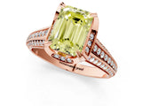 Rose gold Fancy Yellow Emerald  Solitaire Pave Split Shank Ring with Four-Prong Setting_82