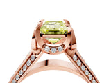 Rose gold Fancy Yellow Emerald  Solitaire Pave Split Shank Ring with Four-Prong Setting_85