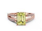 Rose gold Fancy Yellow Emerald  Solitaire Split Shank Pavé Diamond Engagement Ring_422
