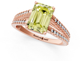 Rose gold Fancy Yellow Emerald  Solitaire Split Shank Pavé Diamond Engagement Ring_423