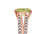 Rose gold Fancy Yellow Emerald  Solitaire Split Shank Pavé Diamond Engagement Ring_427