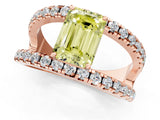 Rose gold Fancy Yellow Emerald  Solitaire Split Shank Pave Diamond Ring_49