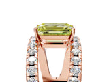 Rose gold Fancy Yellow Emerald  Solitaire Split Shank Pave Diamond Ring_53