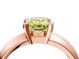 Rose gold Fancy Yellow Emerald  Solitaire Tension Set Diamond Ring with Wide Band_24