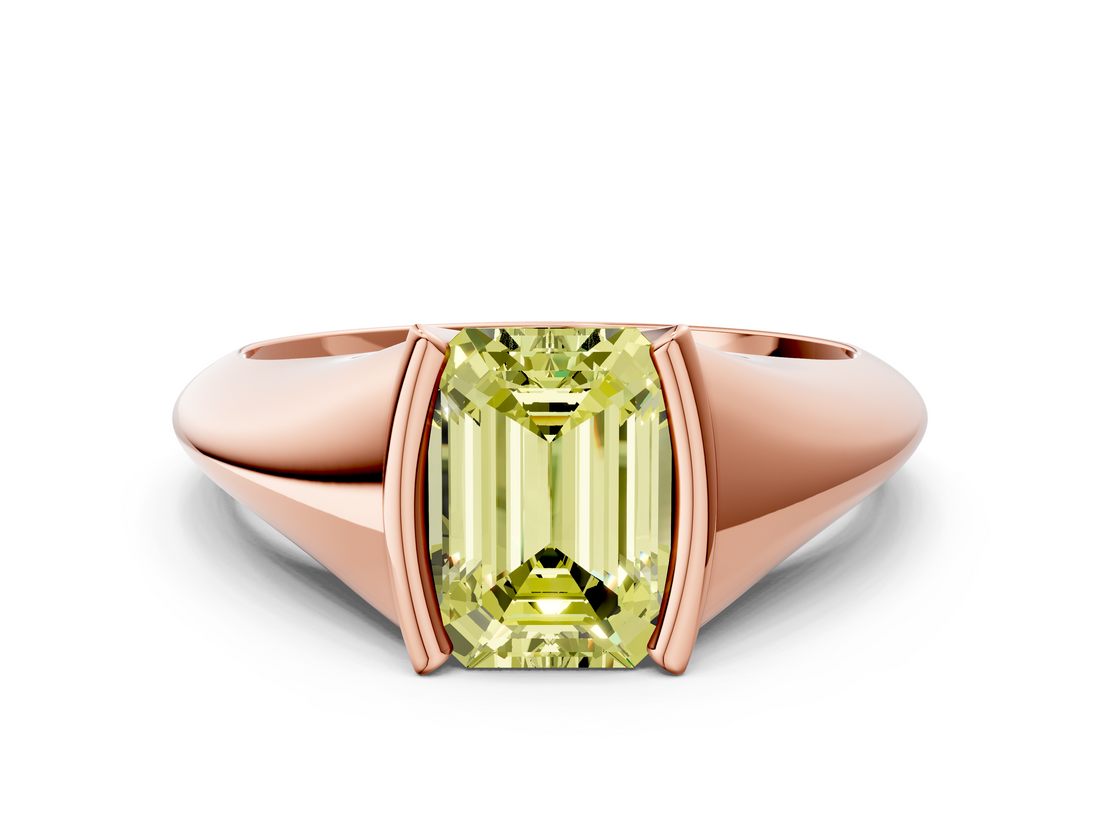 Rose gold Fancy Yellow Emerald  Solitaire Tension Set Diamond Ring_20