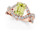 Rose gold Fancy Yellow Emerald  Solitaire Twist Band Pavé Diamond Engagement Ring_33