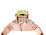 Rose gold Fancy Yellow Emerald  Solitaire Twist Band Pavé Diamond Engagement Ring_36