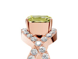 Rose gold Fancy Yellow Emerald  Solitaire Twist Band Pavé Diamond Engagement Ring_37