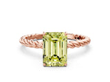 Rose gold Fancy Yellow Emerald  Solitaire Twist Band Ring with Four-Prong Setting_68
