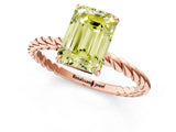 Rose gold Fancy Yellow Emerald  Solitaire Twist Band Ring with Four-Prong Setting_69
