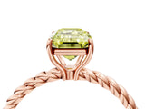 Rose gold Fancy Yellow Emerald  Solitaire Twist Band Ring with Four-Prong Setting_72