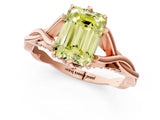 Rose gold Fancy Yellow Emerald  Solitaire Twist Band Six-Prong Setting 1