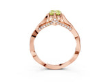 Rose gold Fancy Yellow Emerald  Solitaire Twist Band Six-Prong Setting 3