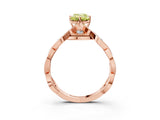 Rose gold Fancy Yellow Emerald  Solitaire Twist Band with Leaf Prong Setting 4