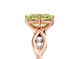 Rose gold Fancy Yellow Emerald  Solitaire Twist Band with Leaf Prong Setting