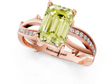 Rose gold Fancy Yellow Emerald  Solitaire Twist Band with Pavé Accents and Four-Prong Setting_21