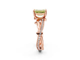 Rose gold Fancy Yellow Emerald  Solitaire Twist Band with Pavé Accents and Four-Prong Setting_22