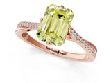 Rose gold Fancy Yellow Emerald  Solitaire Twist Band with Pavé Diamonds and Four-Prong Setting_88