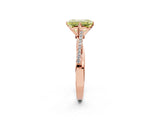 Rose gold Fancy Yellow Emerald  Solitaire Twist Band with Pavé Diamonds and Four-Prong Setting_89