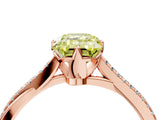 Rose gold Fancy Yellow Emerald  Solitaire Twist Band with Pavé Diamonds and Four-Prong Setting_91