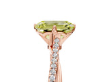 Rose gold Fancy Yellow Emerald  Solitaire Twist Band with Pavé Diamonds and Four-Prong Setting_92