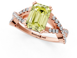 Rose gold Fancy Yellow Emerald  Solitaire Twist Band with Pavé Setting and Four-Prong Setting_35
