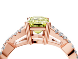 Rose gold Fancy Yellow Emerald  Solitaire Twist Band with Pavé Setting and Four-Prong Setting_38