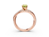 Rose gold Fancy Yellow Emerald  Solitaire Twist Band with Pavé Setting and Four-Prong Setting_66