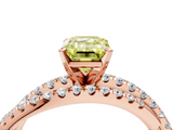 Rose gold Fancy Yellow Emerald  Solitaire Twist Band with Pavé Setting and Four-Prong Setting_67