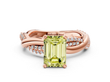 Rose gold Fancy Yellow Emerald  Solitaire Twist Band with Pave Prong Setting_42