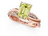 Rose gold Fancy Yellow Emerald  Solitaire Twist Band with Pave Prong Setting_43