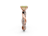 Rose gold Fancy Yellow Emerald  Solitaire Twist Band with Pave Prong Setting_44