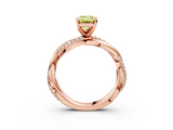 Rose gold Fancy Yellow Emerald  Solitaire Twist Band with Pave Prong Setting_45