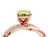 Rose gold Fancy Yellow Emerald  Solitaire Twist Band with Pave Prong Setting_46