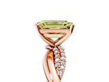 Rose gold Fancy Yellow Emerald  Solitaire Twist Band with Pave Prong Setting_47