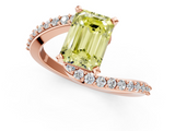 Rose gold Fancy Yellow Emerald  Solitaire Twist Band with Pave Set Diamonds and Four-Prong Setting_91