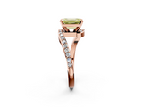 Rose gold Fancy Yellow Emerald  Solitaire Twist Band with Pave Set Diamonds and Four-Prong Setting_92